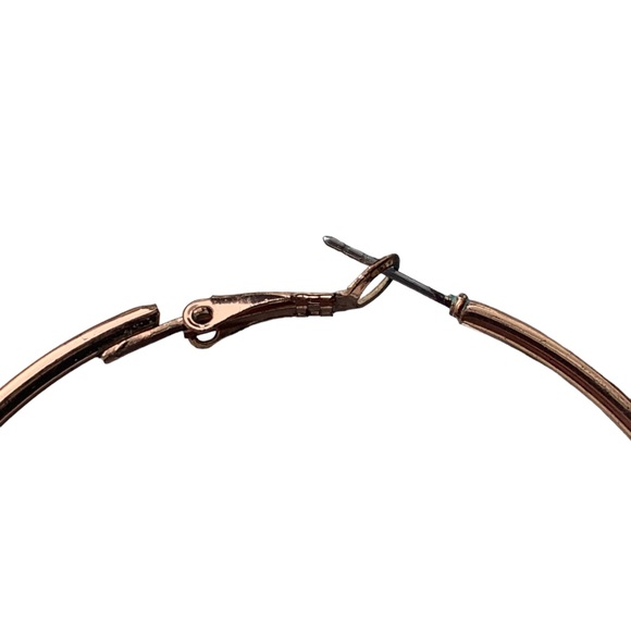 Rose Gold Large 2.5” Hoop Earrings Lever Back Woman’s Fashion Jewelry - Picture 4 of 4